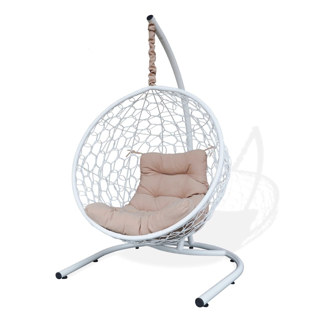Подвесное кресло-кокон (Коричневое) Плетёное из полиротанга, на стойке